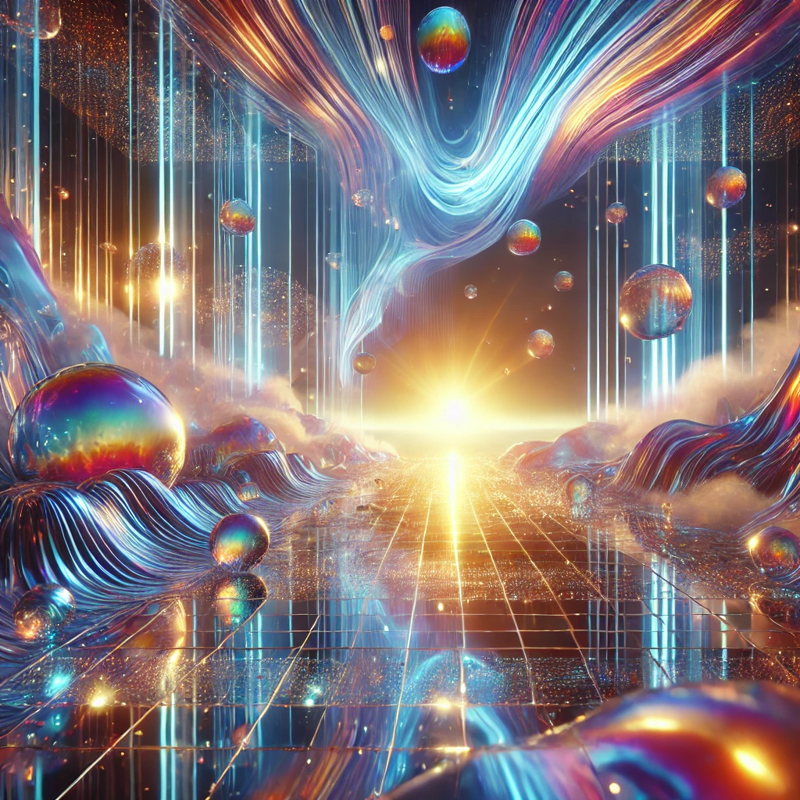 DALL·E 2024-07-23 03.39.29 - A piece of digital art featuring a futuristic scene with iridescent and opalescent materials. The artwork should be vibrant, visually captivating, and.webp